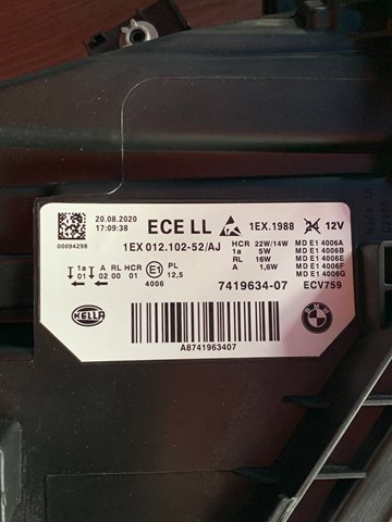 Фара передня права BMW 7419634