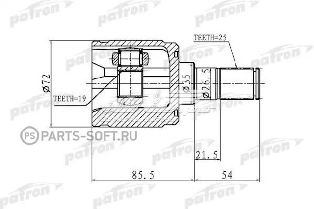 ШРУС внутрішній, передній Patron PCV1344