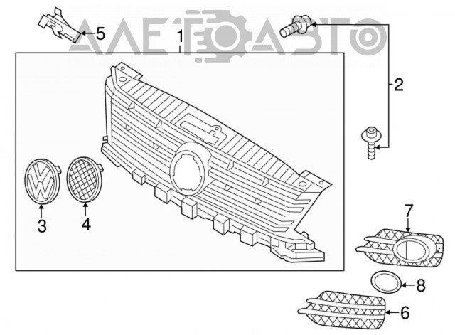 Решітка переднього бампера, ліва FPS FP7428923 ціна, від 17.77 USD