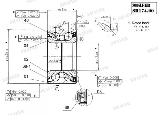 Підшипник маточини передньої SH17490 Shafer