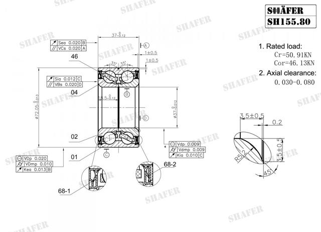 Підшипник маточини передньої SH15580 Shafer