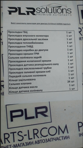 PLR5102118 Plrsolutions Набір прокладок двигуна