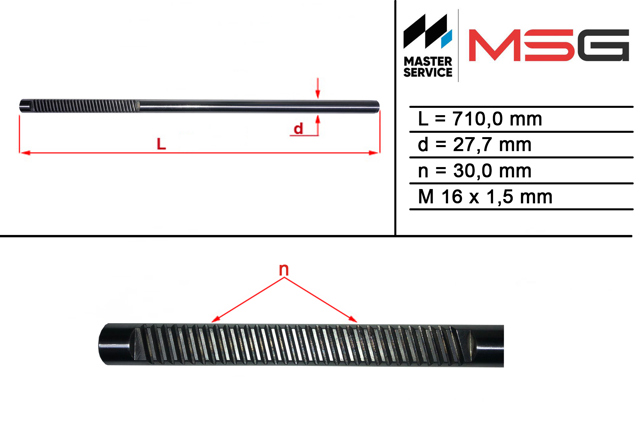 Вал/шток рульової рейки MSG HY109C ціна, від 67.36 USD
