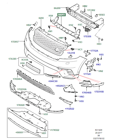 Кронштейн бампера переднього LR093503 Land Rover
