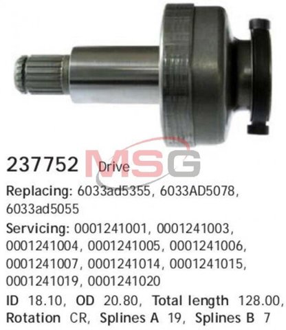 237752 Cargo Привід стартера бендикс