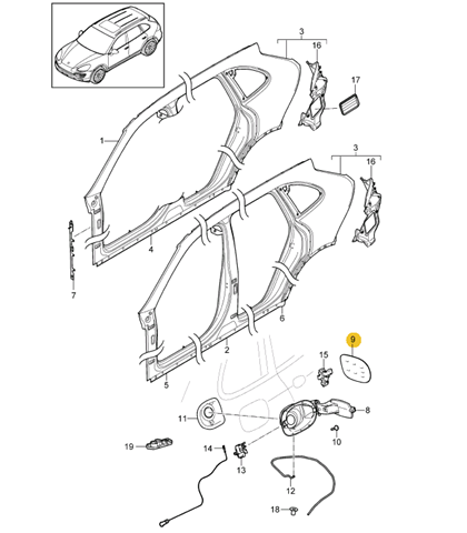  Лючок бензобака/паливного бака Porsche Cayenne 2