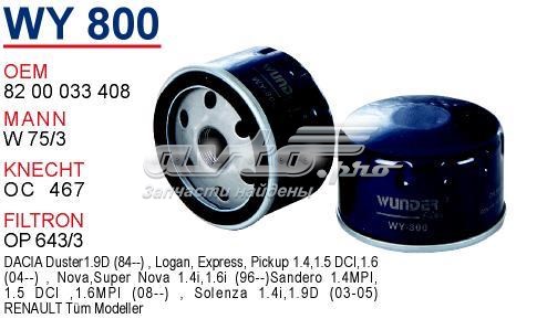Масляний фільтр двигуна Wunder WY800 ціна, від 4.03 USD