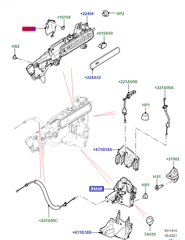 LR070437 Land Rover Замок двері правої передньої