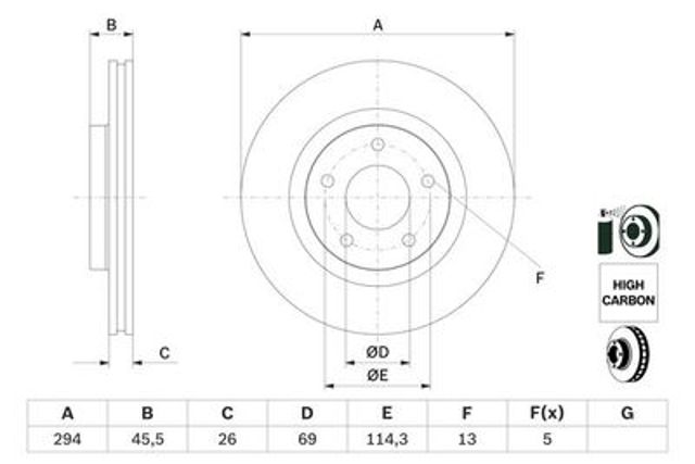 0986479745 Bosch Гальмо дискове переднє