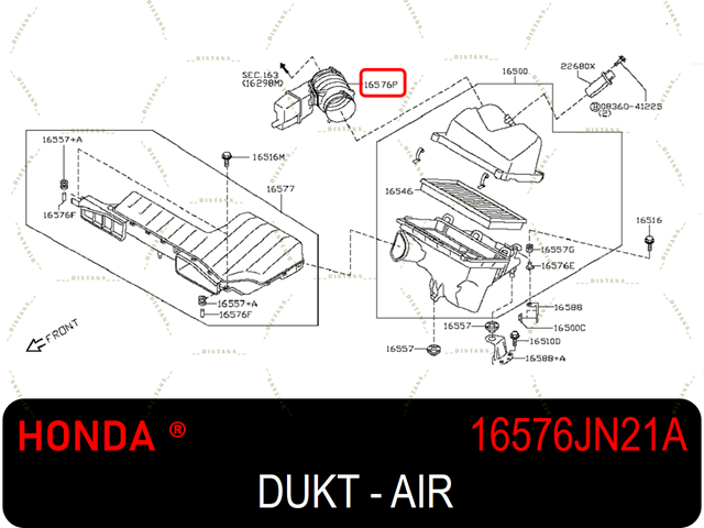 Патрубок повітряний, вихід повітряного фільтра 16576JN20A Nissan/Infiniti