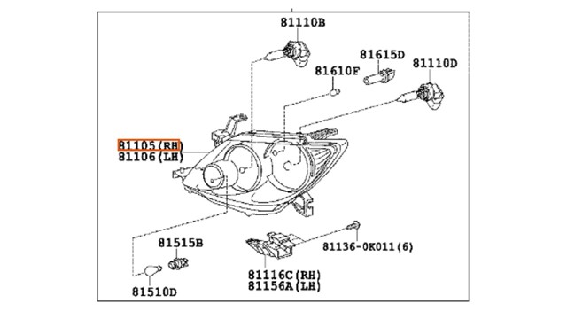 811050K110 Toyota Фара правая
