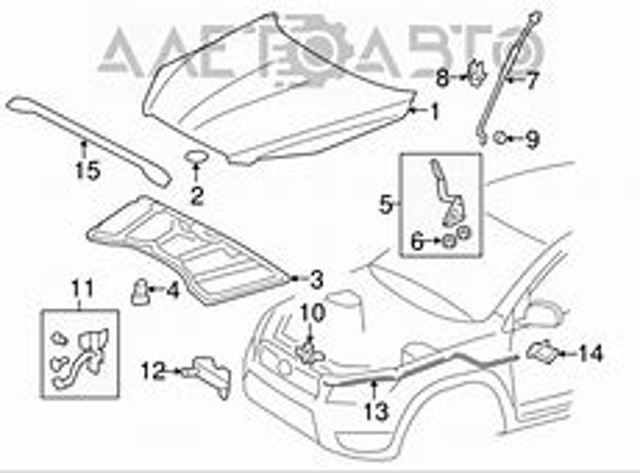 Завіса капота права FPS FP7013452 ціна, від 10.16 USD