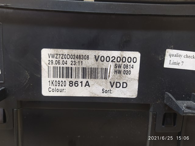 1K0920861A VAG Щиток приладів додатковий