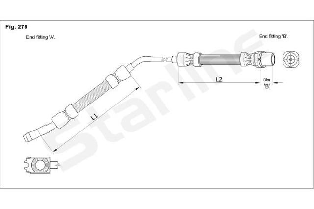 HAE1219 Starline Шланг гальмівний задній, правий