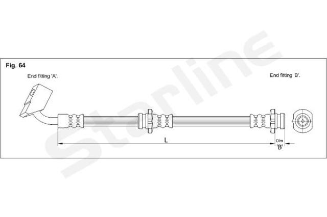 Шланг гальмівний передній, правий Starline HABH1207 ціна, від 20.27 USD