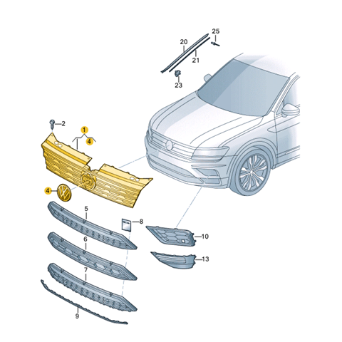 Решітка радіатора 5NG853651AZLL VAG