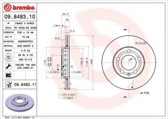 Гальмівні диски передні 9848311 Brembo