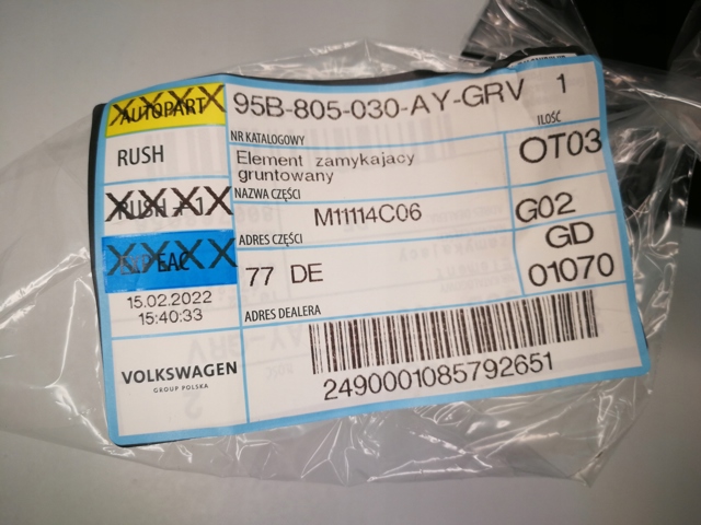  95B805030AYGRV Porsche