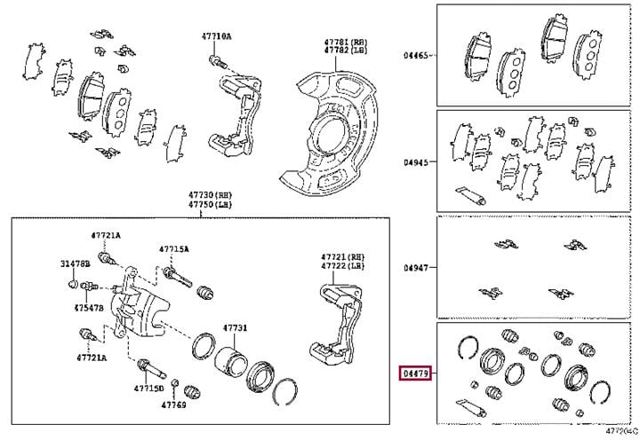 Ремкомплект супорту гальмівного переднього 0447812060 Toyota