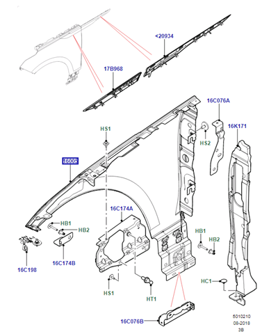 Крило переднє ліве LR091699 Land Rover