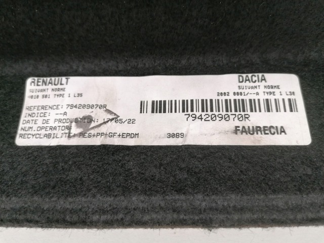 Полка салону, ззаду (багажного відсіку) 794209070R Renault (RVI)