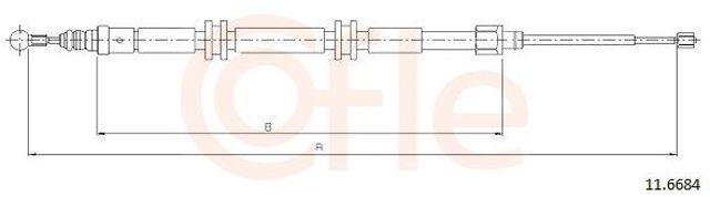 Трос ручного гальма задній, правий/лівий 116684 Cofle