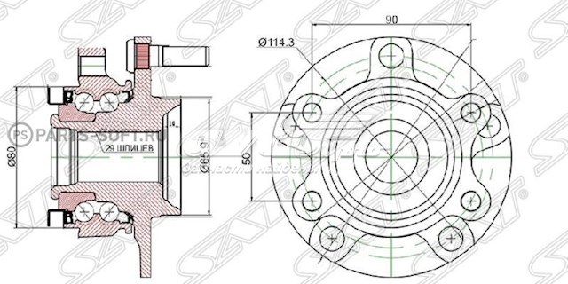 Маточина колеса передня SAT ST40202JG000 ціна, від 58.58 USD