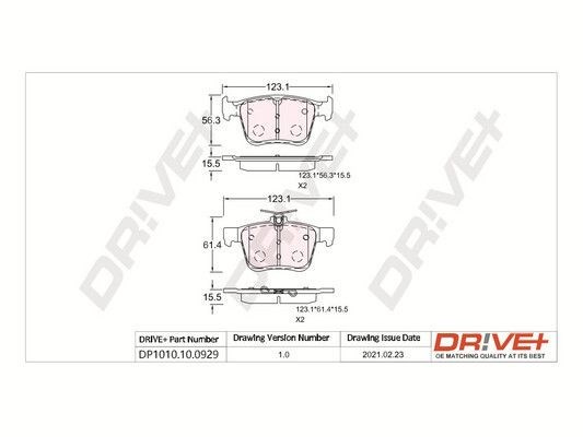 Колодки гальмові задні, дискові DP1010100929 Dr!ve+