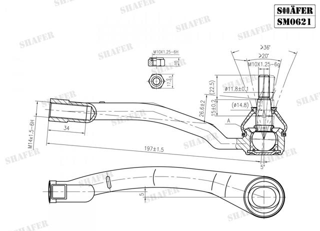 Наконечник рульовий Shafer SM0621 ціна, від 10.61 USD