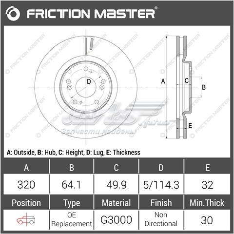 Гальмівні диски передні R1914 Friction Master