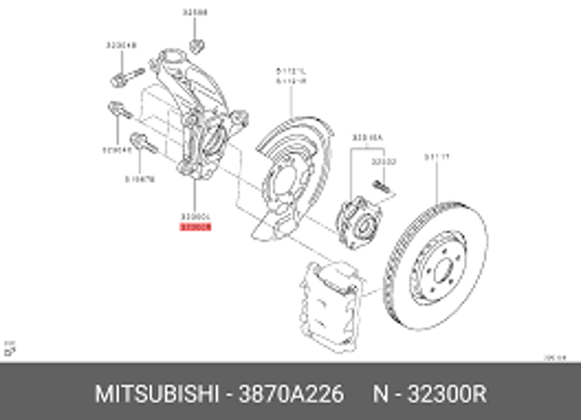 3870A226 Mitsubishi Цапфа поворотна права