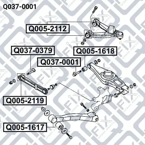 Купити Q0370001 Q-fix Болт кріплення заднього нижнього важеля, внутрішній