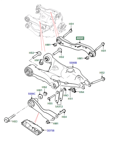 Купити LR093581 Land Rover Важіль задньої підвіски верхній, лівий/правий