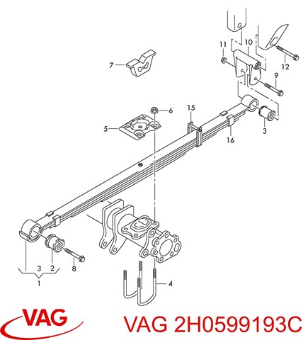 Серьга задньої ресори 2H0599193C VAG