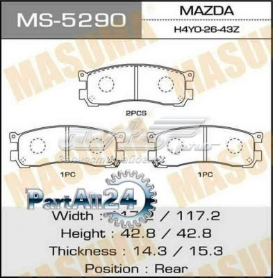 Колодки гальмові задні, дискові MS5290 Masuma