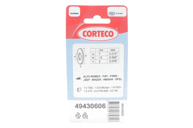 Кільце ущільнююче форсунок Corteco 49430606
