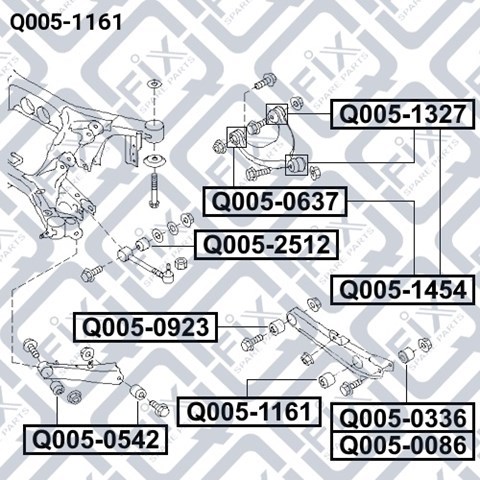 Сайлентблок заднього поперечного важеля, зовнішній Q-fix Q0051161 ціна, від 5.64 USD