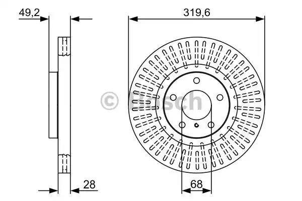 Диск гальмівний передній 0986479V60 Bosch