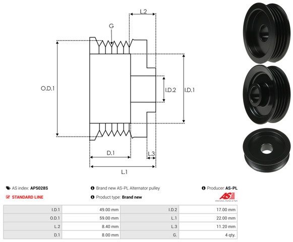 Купити AP5028S AS/Auto Storm Шків генератора