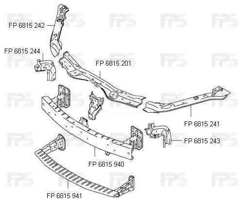 Супорт радіатора правий/монтажна панель кріплення фар FPS FP6815242 ціна, від 15.72 USD
