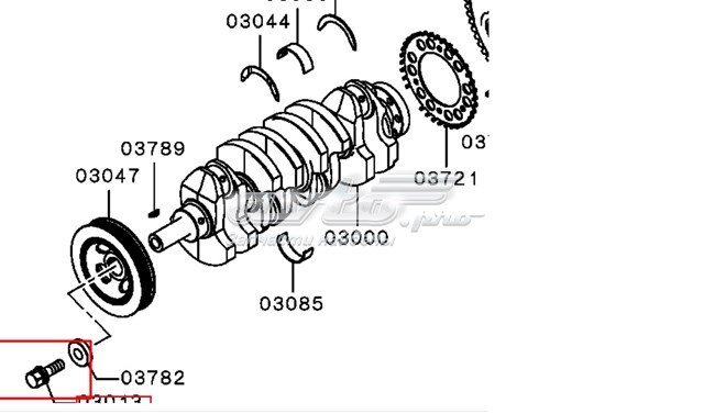 Болт колінвалу 1101A022 Mitsubishi