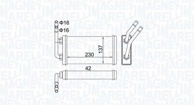 BR406 Magneti Marelli Радіатор опалювача салону