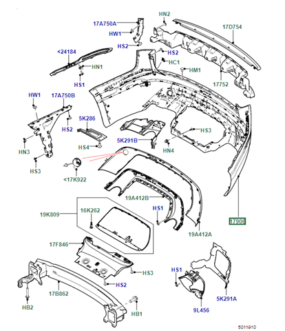 Задній бампер LR112604 Land Rover