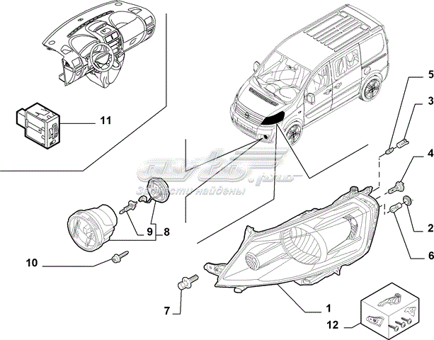1401368180 Fiat/Alfa/Lancia Фара дальнього світла в зборі