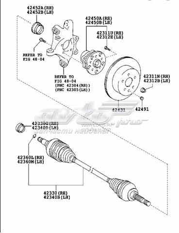 Купити 4234030151 Toyota Піввісь задня, ліва