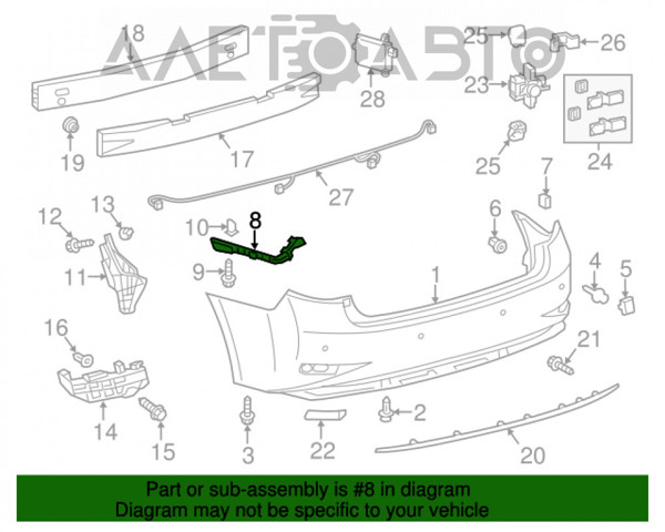 5215733030 Toyota Напрямна заднього бампера, права
