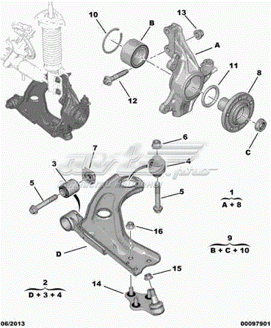 Купити 9670367680 Peugeot/Citroen Маточини передніх коліс