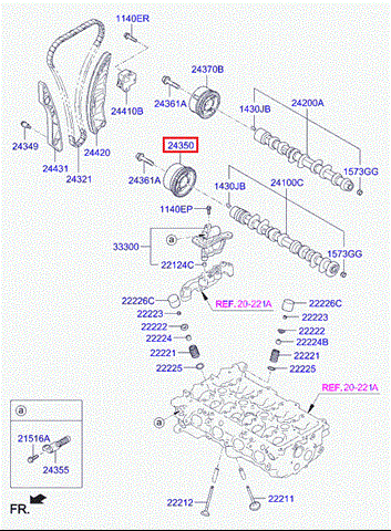 243502B010 Hyundai/Kia зірка-шестерня розподільного валу двигуна, впускного