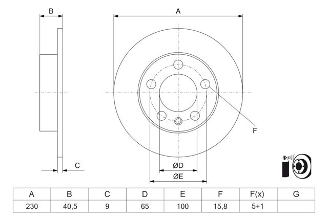 0986479K55 Bosch Дискові гальма