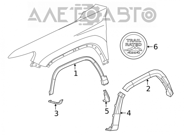 Накладка переднього правого крила 68288014AC Chrysler